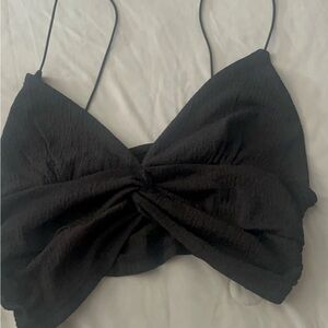 URBAN OUTFITTERS Black Twist Front Spaghetti Strap Crop Top